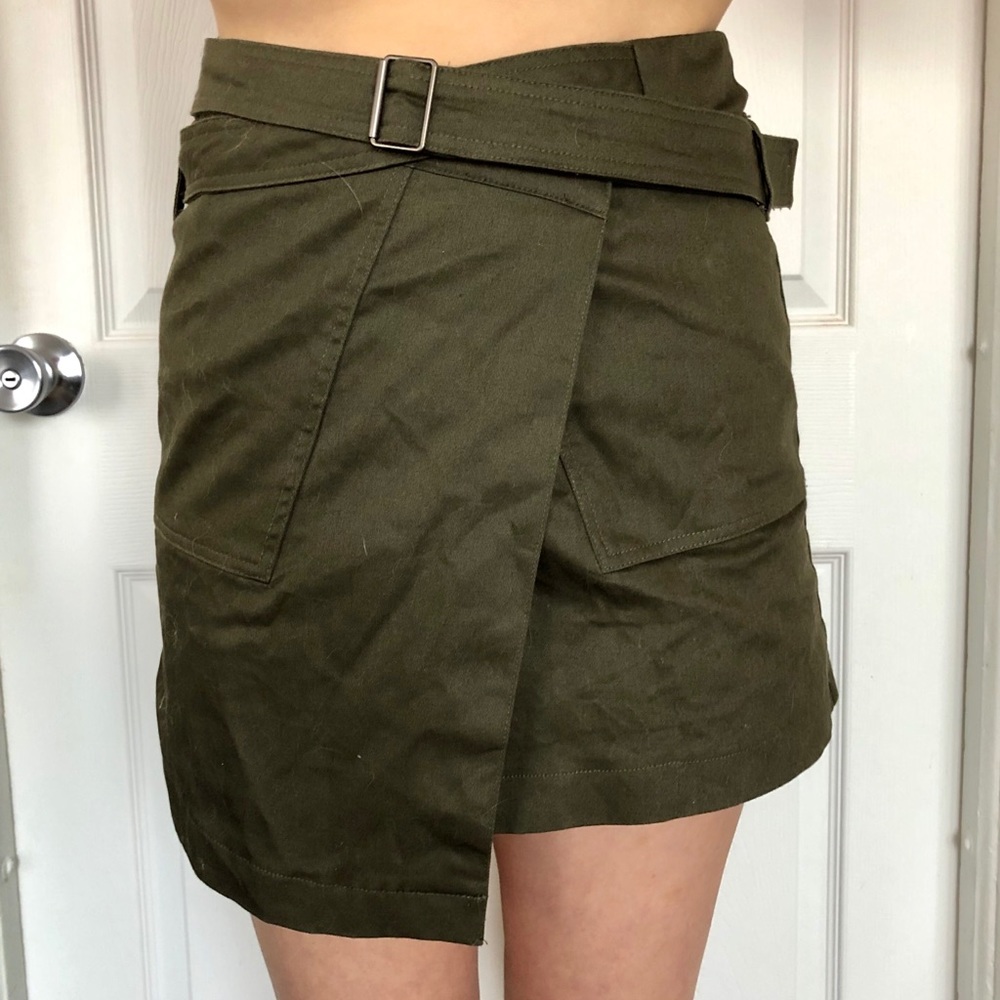 Army green re:named wrap skirt